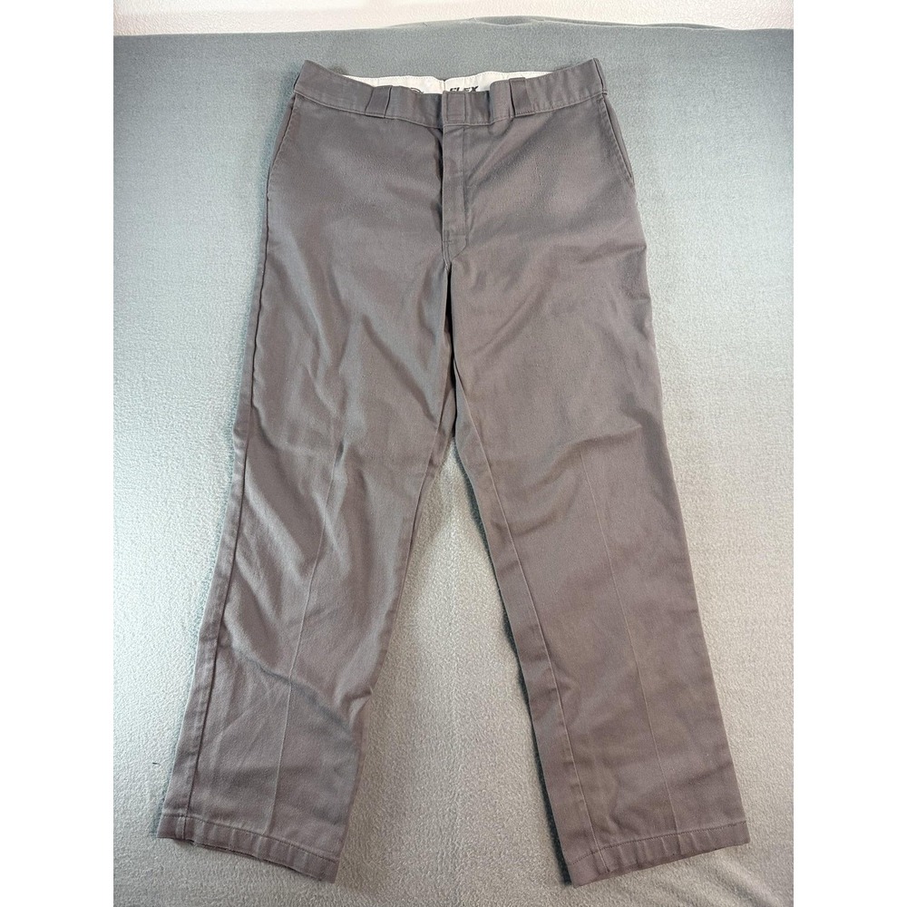 Dickies Flex Pants Mens 38x32 Gray Regular Fit Canvas Chino Workwear Casual